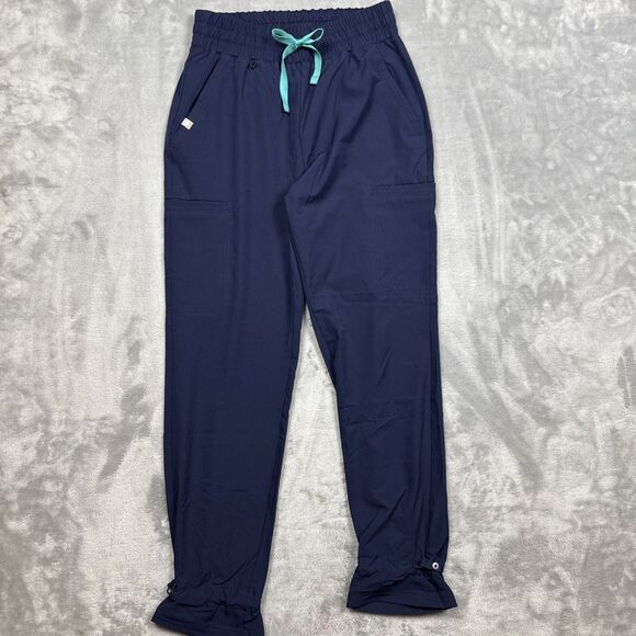 FIGS Womens XS Petite Navy Blue Scrub Pants High Rise Cinch Cuff W22SW2003P NWOT - Picture 1 of 8